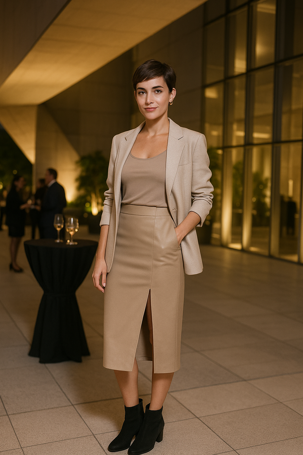 Conjunto de blazer y falda midi